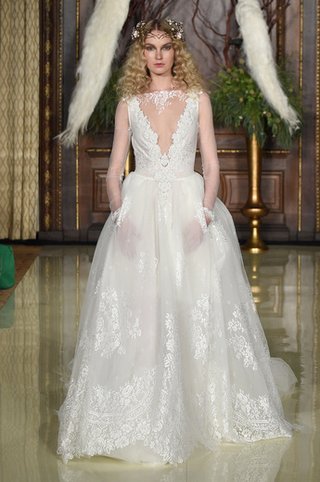 Wedding Dress by Galia Lahav galia-lahav-ball-gown-with-plunging-sheer-neckline-and-sheer-skirt