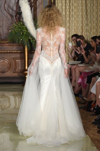 Wedding Dress by Galia Lahav back-view-of-lace-gown-with-tulle-overskirt-by-galia-lahav