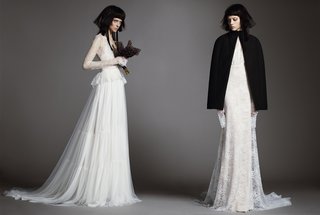 "Madeleine" & "Adeline" by Vera Wang vera-wang-spring-2018-madeleine-ivory-washed-silk-georgette-tulle-chantilly-long-sleeves-adeline