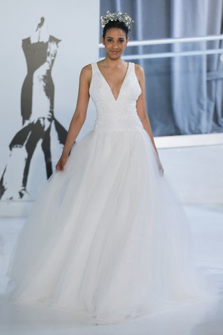 "Crystal" by Peter Langner crystal-by-peter-langner-spring-2018-ball-gown-with-an-embroidered-deep-v-neckline-full-tulle-skirt