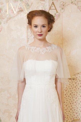 Ivy & Aster Spring 2016 Collection ivy-aster-wedding-dress-and-cape-with-flowers
