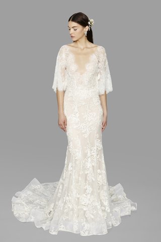 Look 9 Marchesa look-9-marchesa-marchesa-fall-2017-ivory-floral-tulle-plunging-v-neck-lace-flutter-sleeves