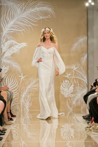 "Sienna" by THEIA theia-fall-2017-sienna-ivory-crepe-floral-embroidered-tulle-micro-sequin-cold-shoulder-silk-chiffon