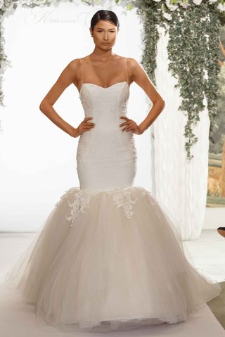 "Madeline" by Katerina Bocci katerina-bocci-2017-bridal-collection-madeline-spaghetti-strap-wedding-dress-mermaid-gown-lace