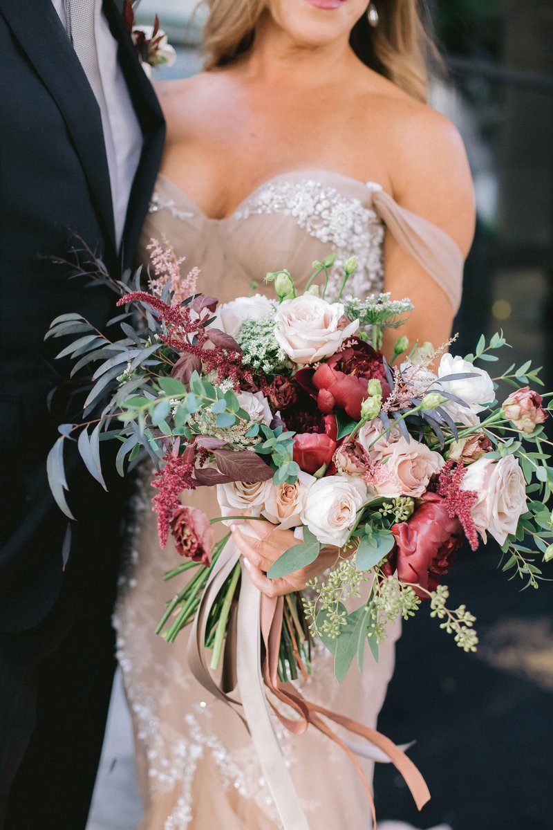 Bride with Fall Garden-Style Bouquet