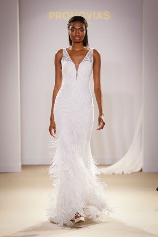 Fringe Gown by Pronovias 2019 atelier-pronovias-2019-bridal-collection-wedding-dresses-v-neck-beaded-fringe-bridal-gown