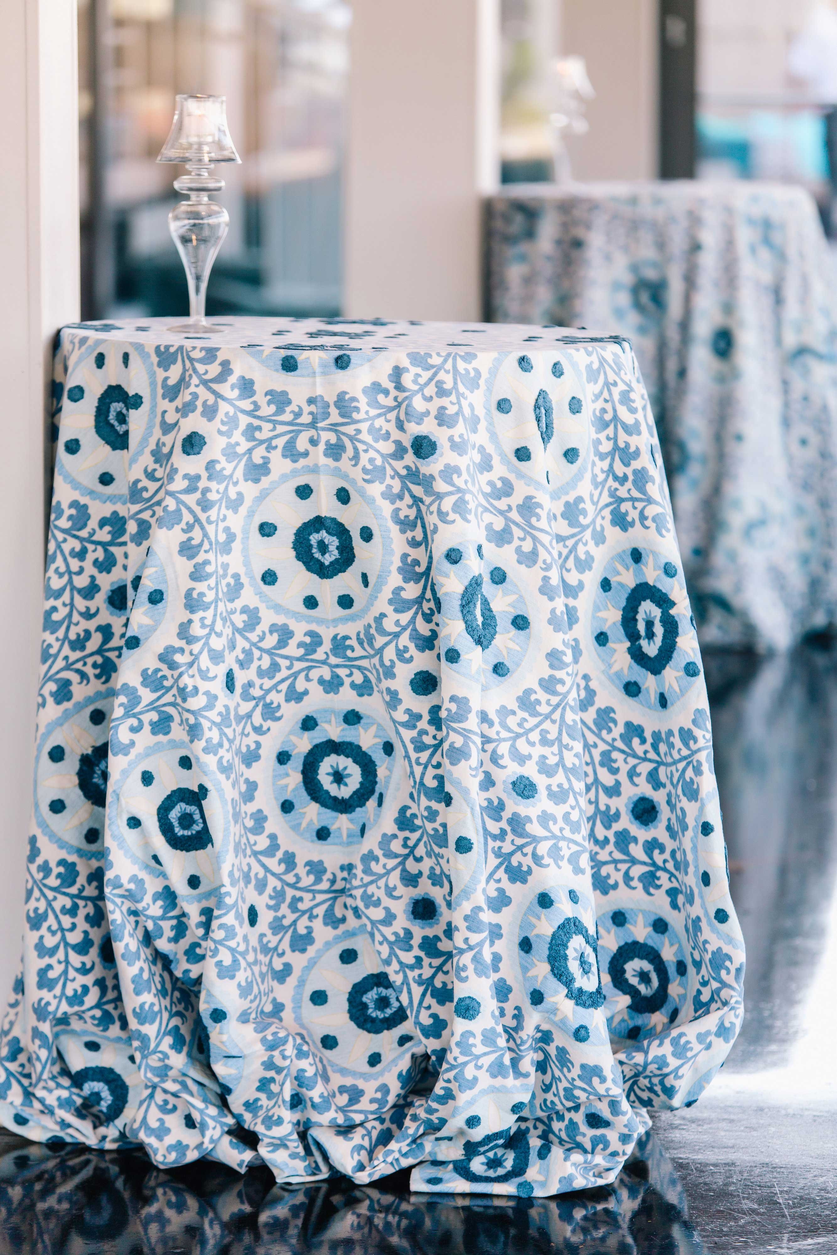 Playful Blue and White Patterned Table Linens