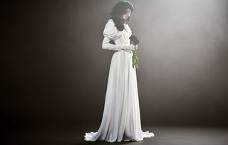 "Adelaide" by Vera Wang vera-wang-spring-2018-adelaide-satin-chiffon-plunging-cleopatra-pleated-waistline-bolero-balloon