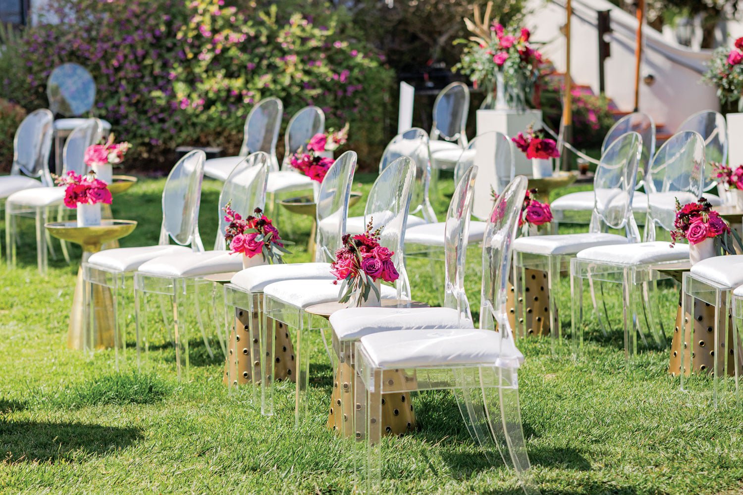 Ghost Chairs for Ceremony with Accent Tables