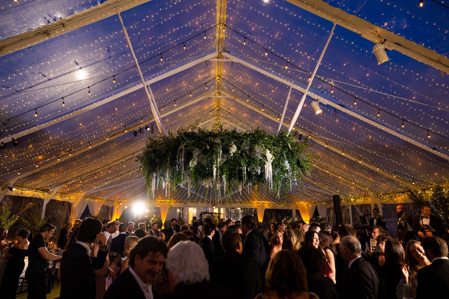 Wedding Guests on Dance Floor Under Installation