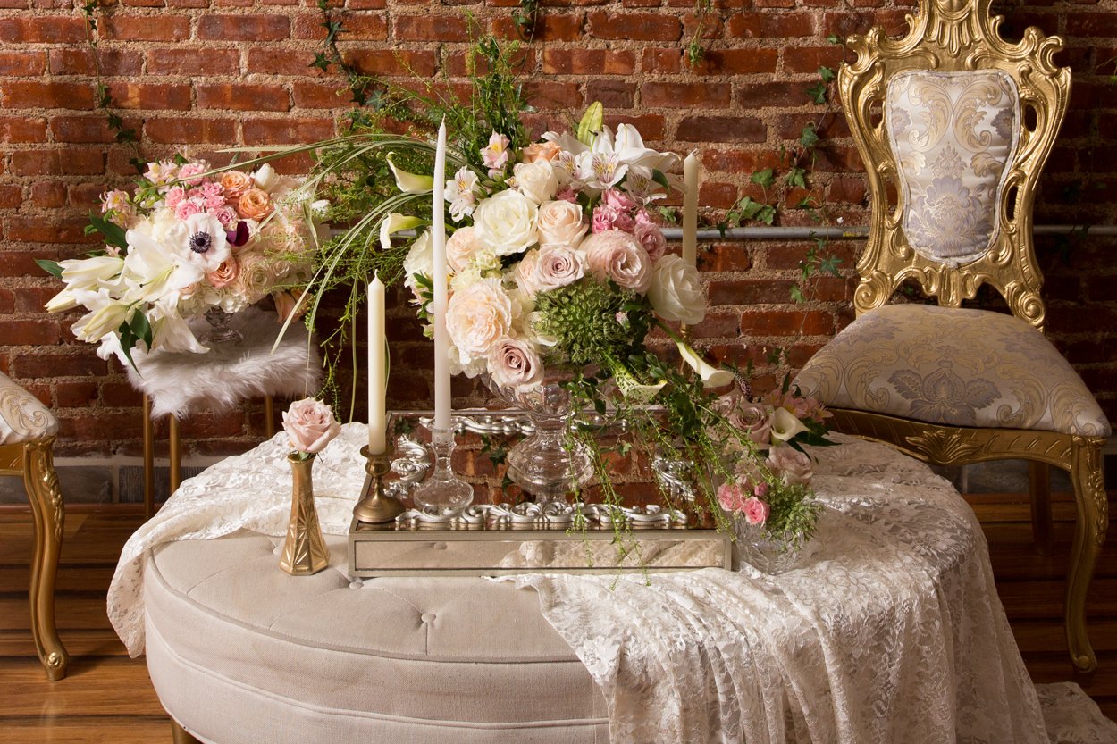 Flowers and Candles on Tray