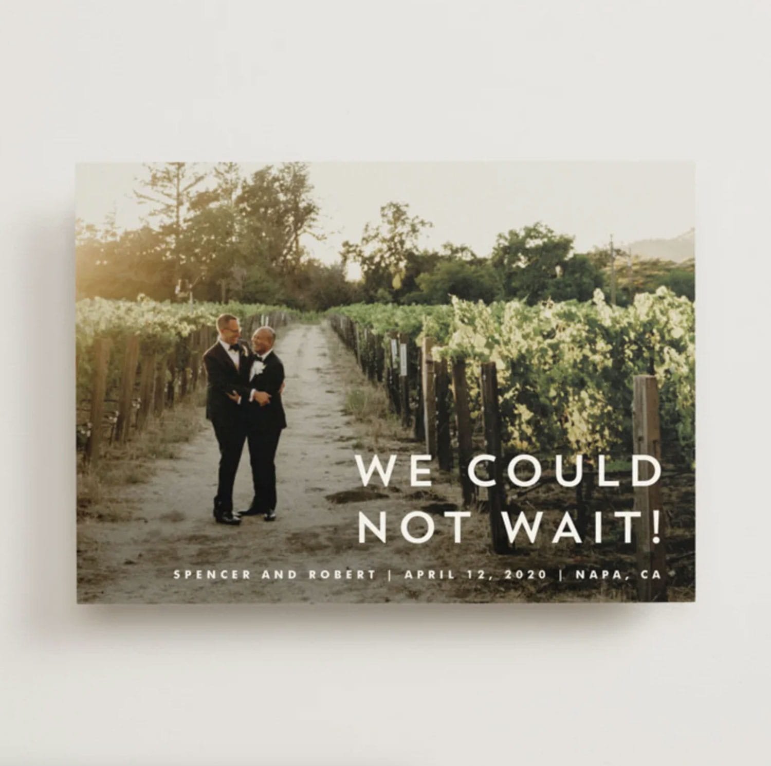 Minted Modern Offset wedding announcement we could not wait by Stacey Meacham