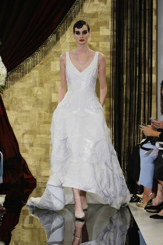"Anita" by THEIA Fall 2016 anita-high-low-wedding-dress-with-v-neck-by-theia-fall-2016