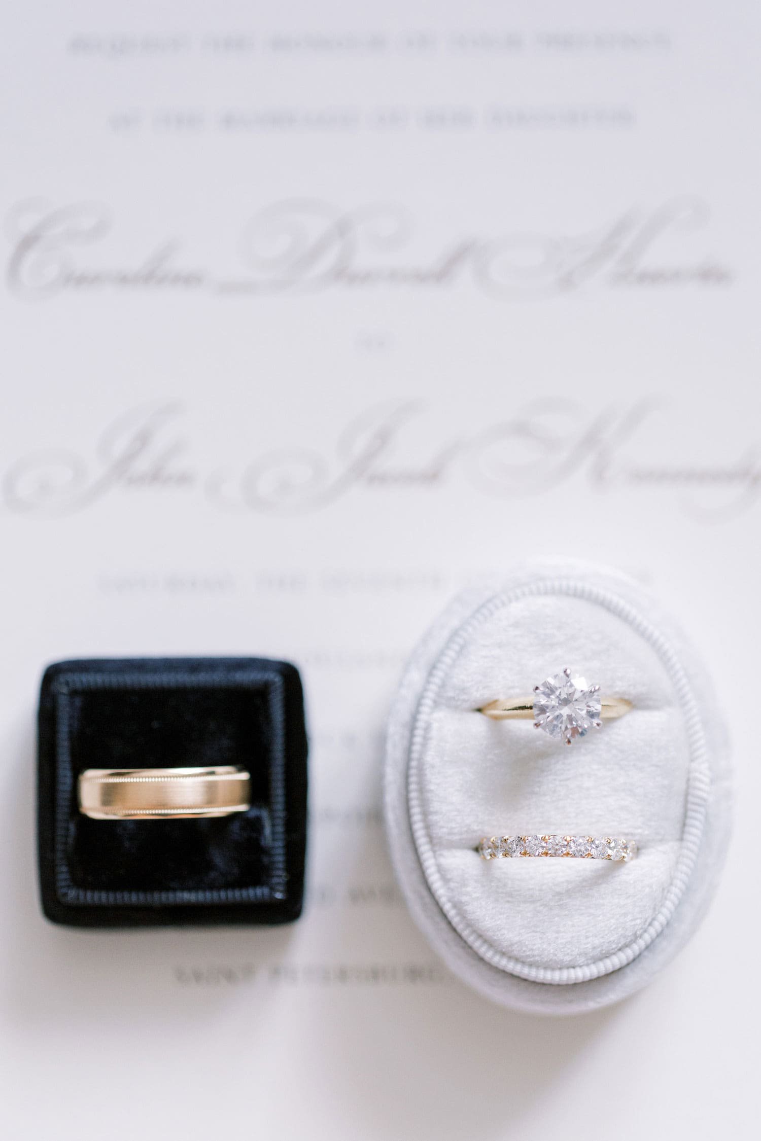 Gold Engagement Ring & Wedding Bands