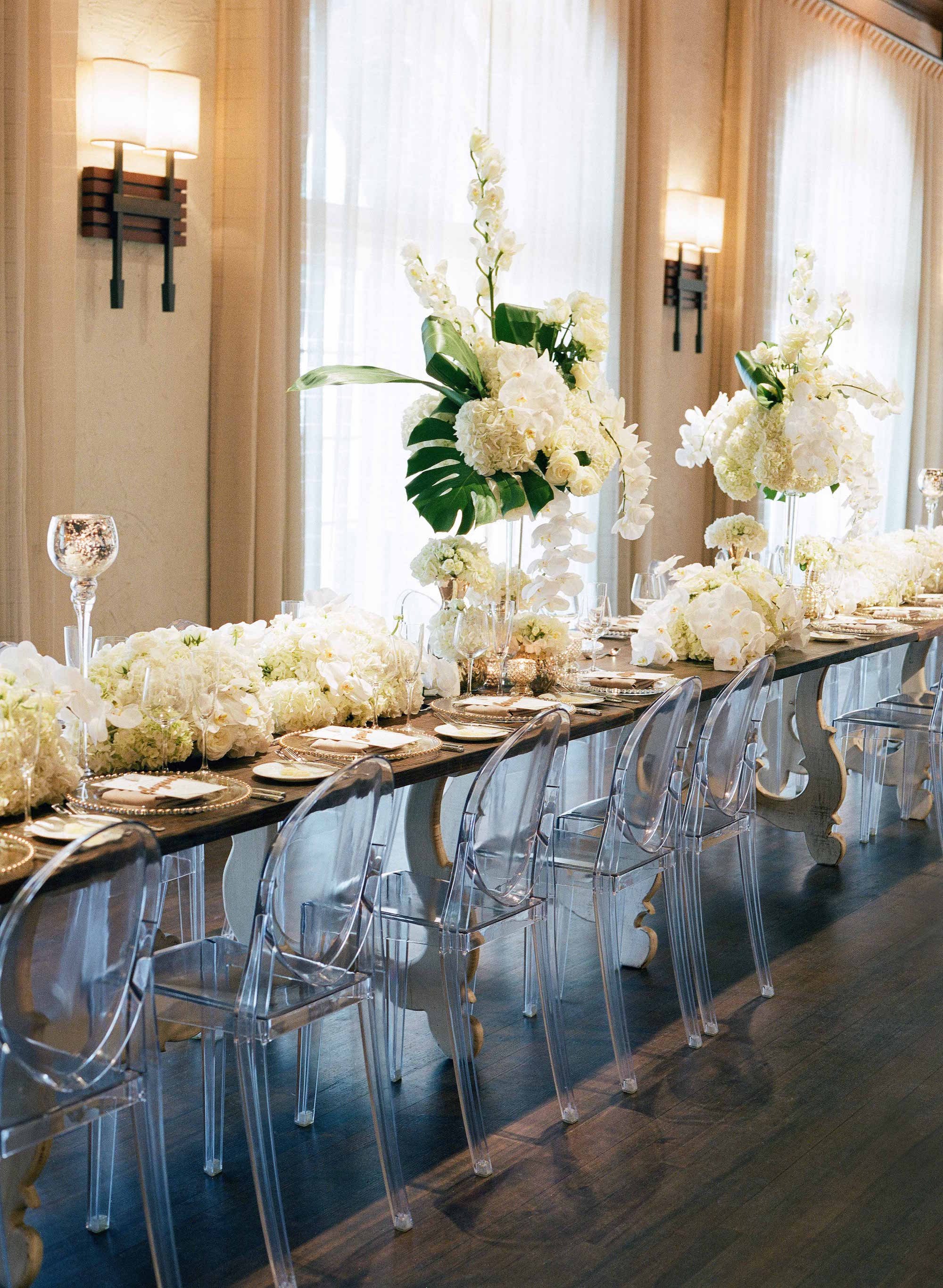 Tropical Head Table with Ghost Chairs
