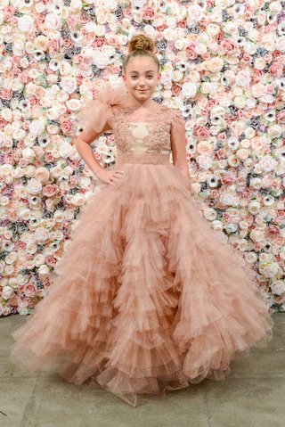Michael Costello S/S 2018 Look 19 michael-costello-flower-girl-dress-embroidered-bodice-tulle-shoulder-and-ruffle-skirt