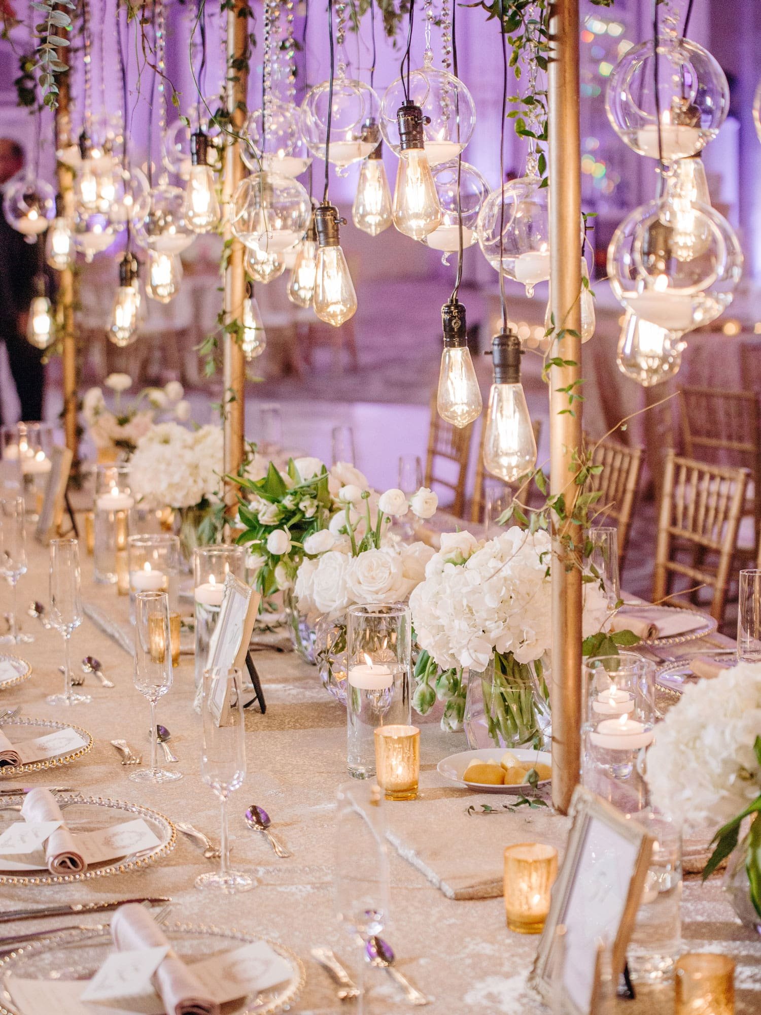 Centerpiece with Edison Light Bulbs