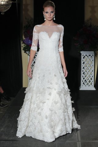 Isabelle Armstrong Fall 2016 3/4-Sleeve Gown isabelle-armstrong-fall-2016-a-line-wedding-dress-with-illusion-lace-sleeves