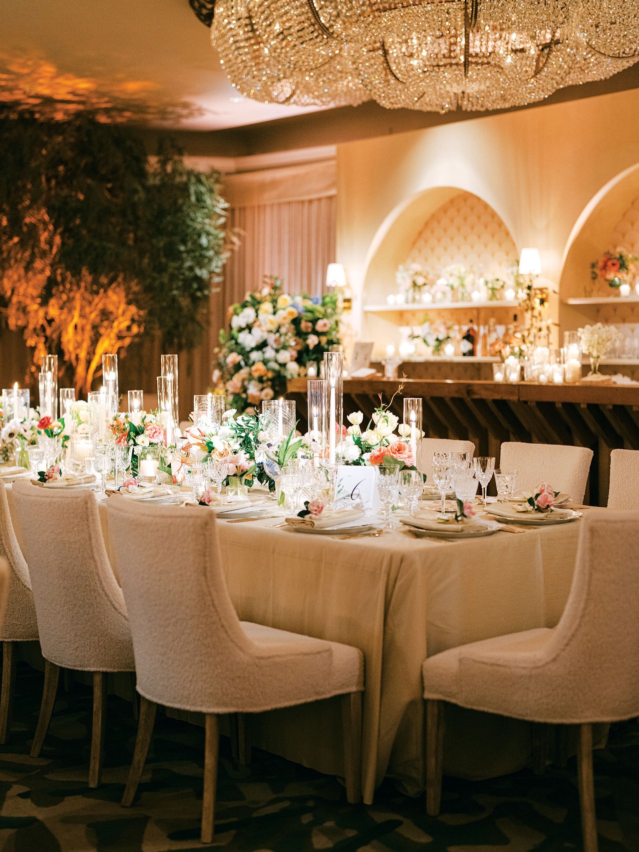 Boucle Dining Chairs at Wedding Reception