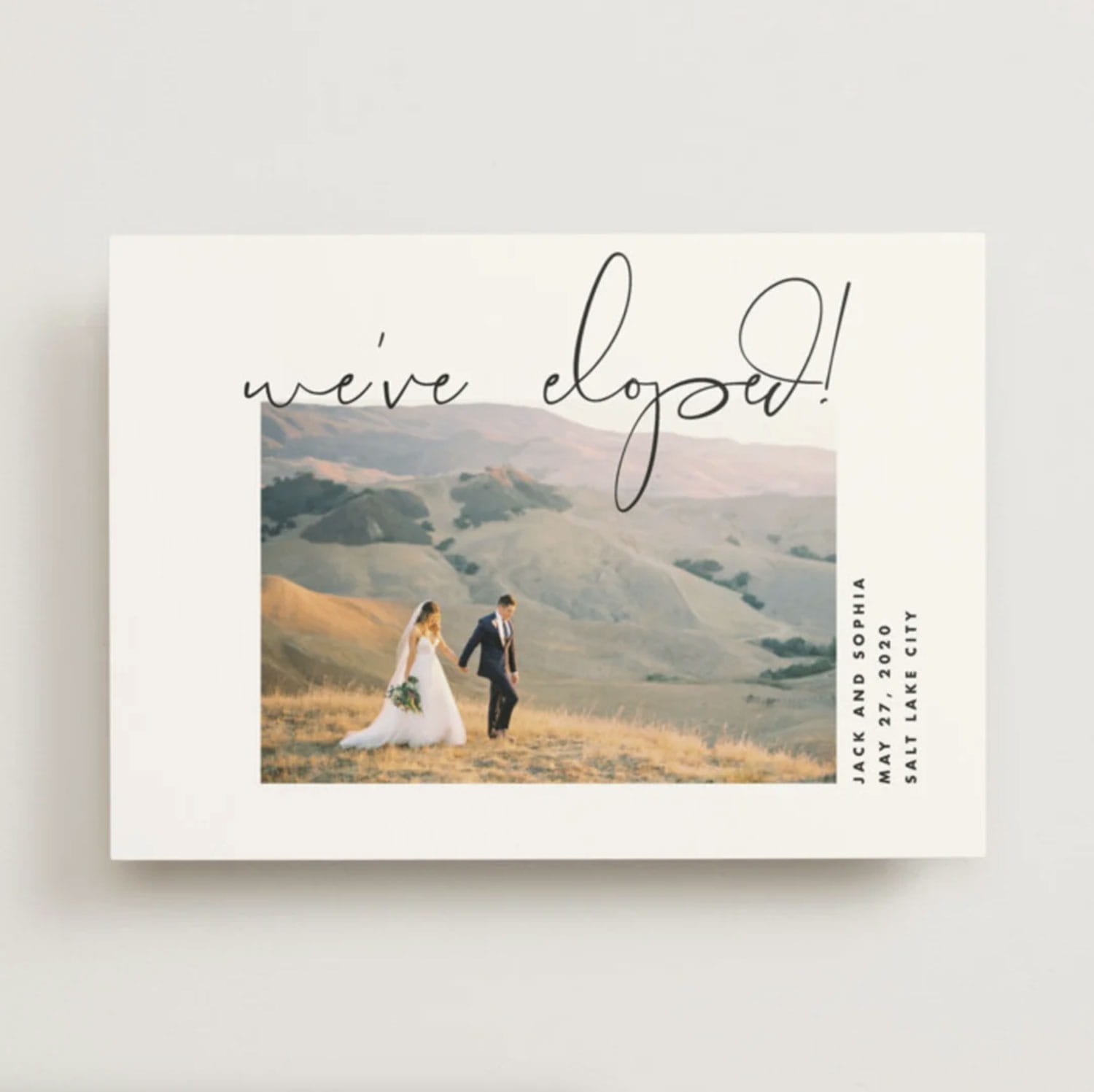 Minted Offbeat wedding announcement we have eloped by Kimberly FitzSimons