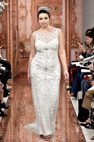 "Alice" by THEIA alice-by-theia-spring-2019-ivory-bateau-neck-gown-encrusted-with-glass-and-crystal-vines