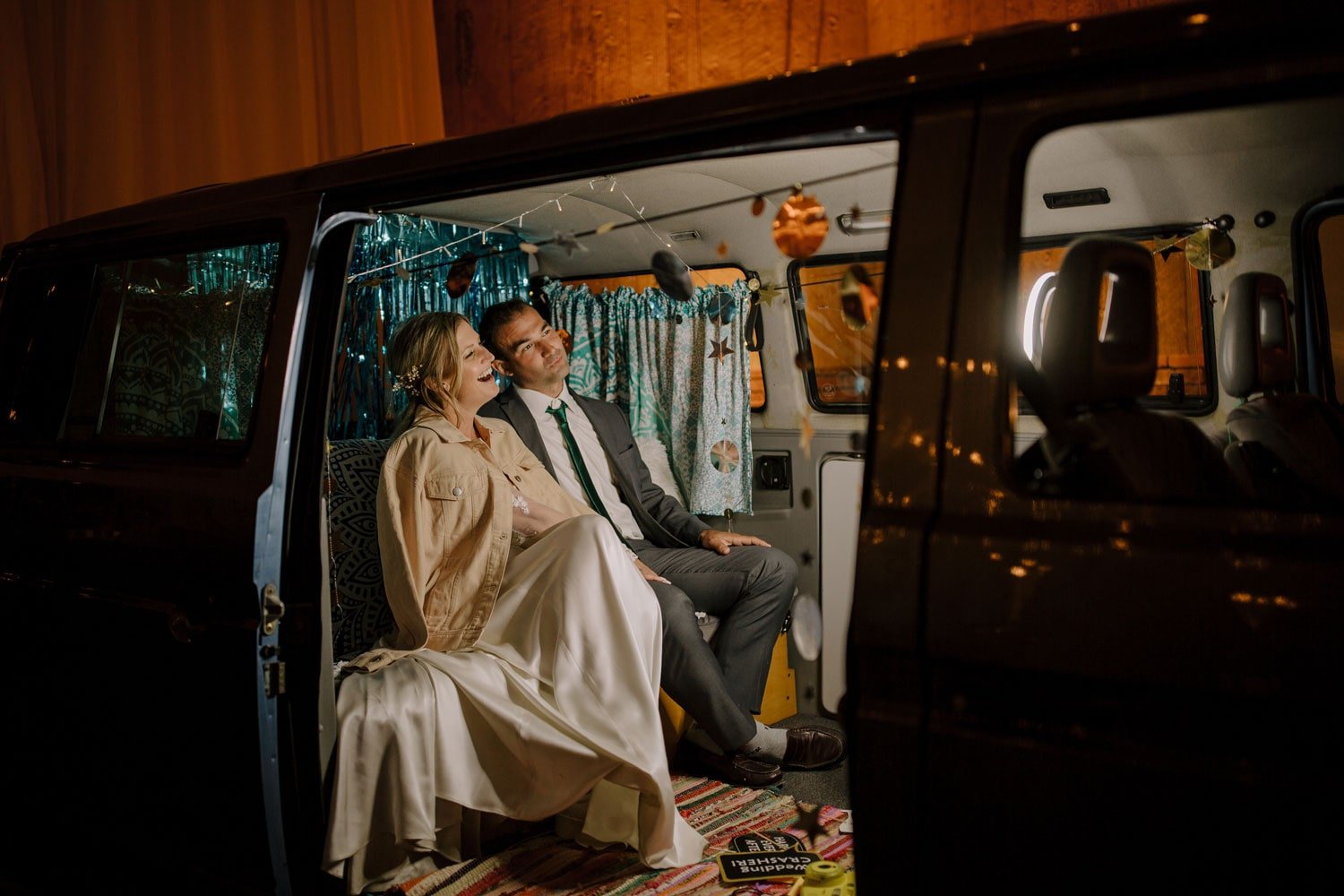 Bride & Groom in DIY Van Photo Booth