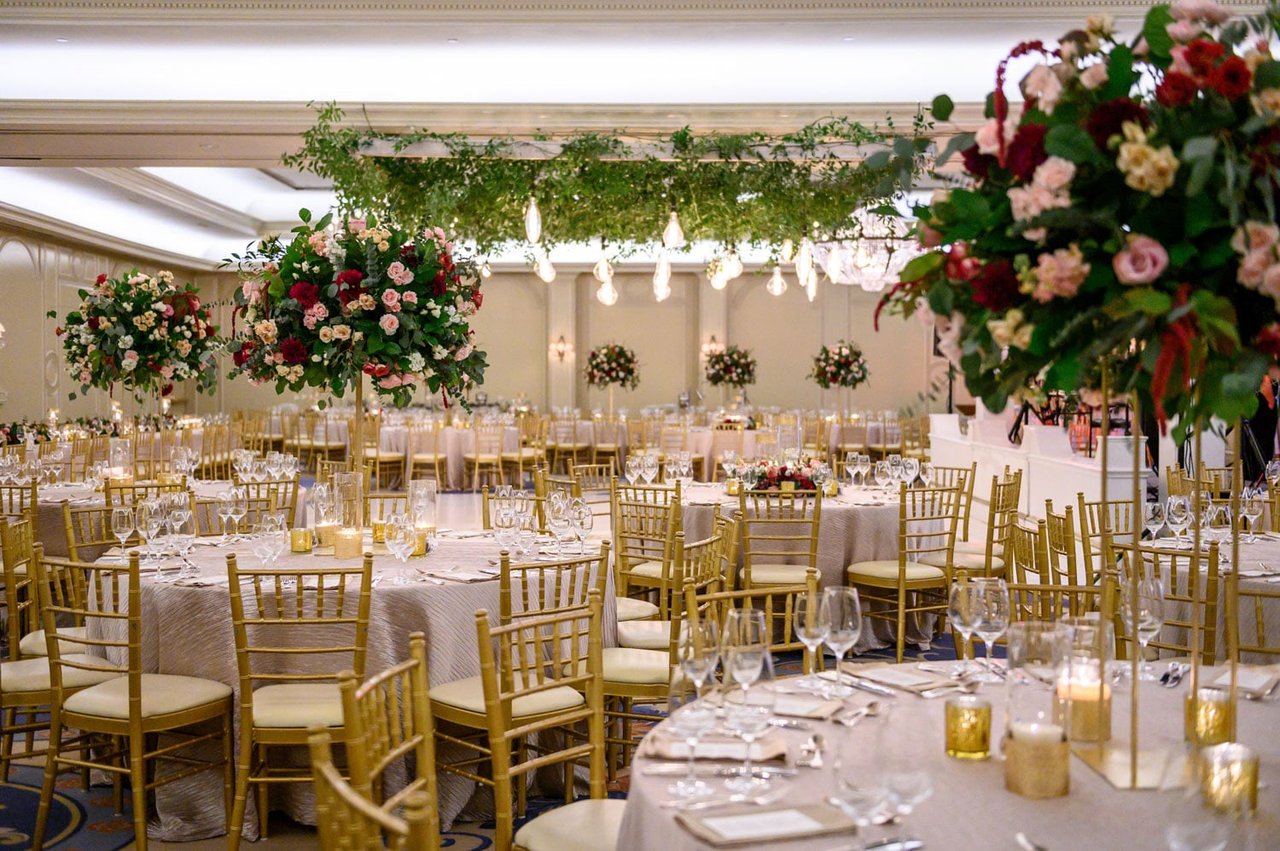 A Classic Winter Wedding with Burgundy & Gold Décor in Houston, Texas