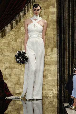 "Blake" by THEIA Fall 2016 blake-halter-jumpsuit-wedding-attire-by-theia-fall-2016