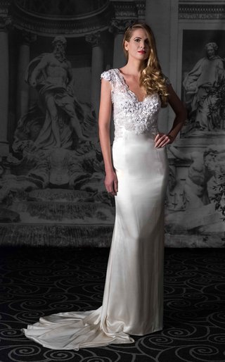 "Cosima" by Sarah Jassir 2016 sarah-jassir-la-dolce-vita-2016-v-neck-cap-sleeve-wedding-dress-with-low-back