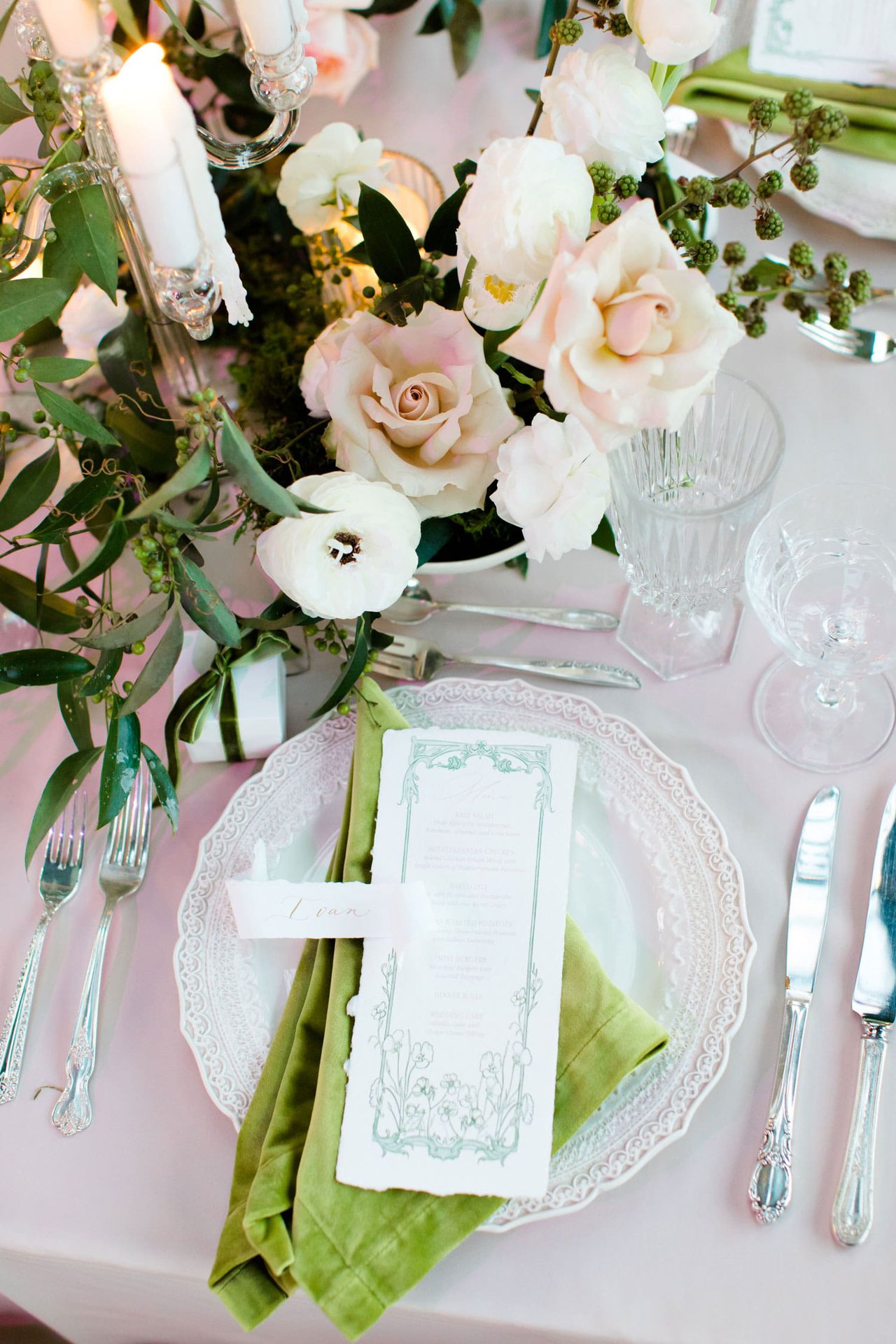Place Setting with Green Accents