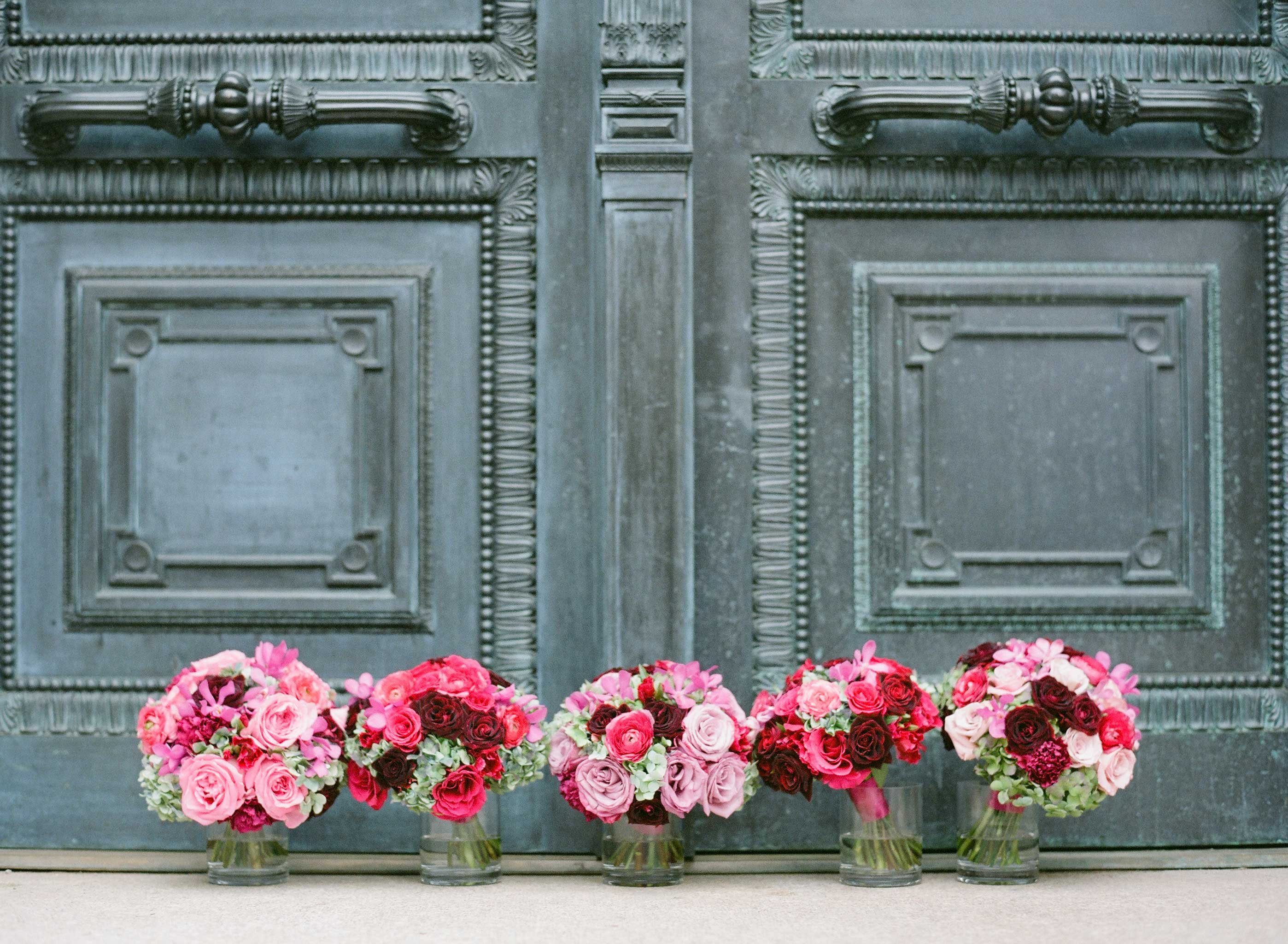 Pink & Burgundy Rose Bouquets