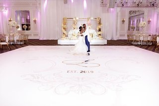 white dance floor wedding
