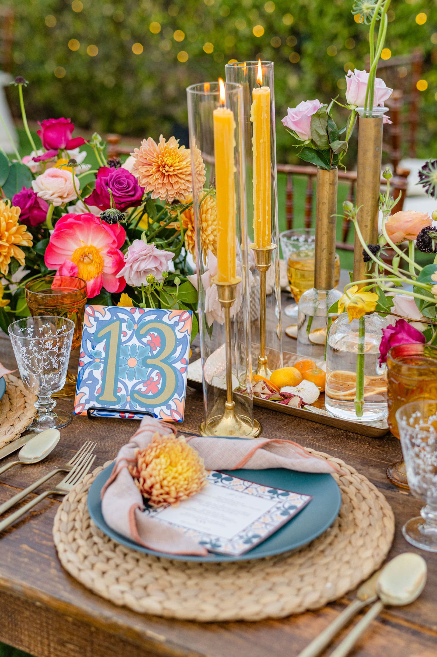 Woven Placemat with Colorful Place Setting