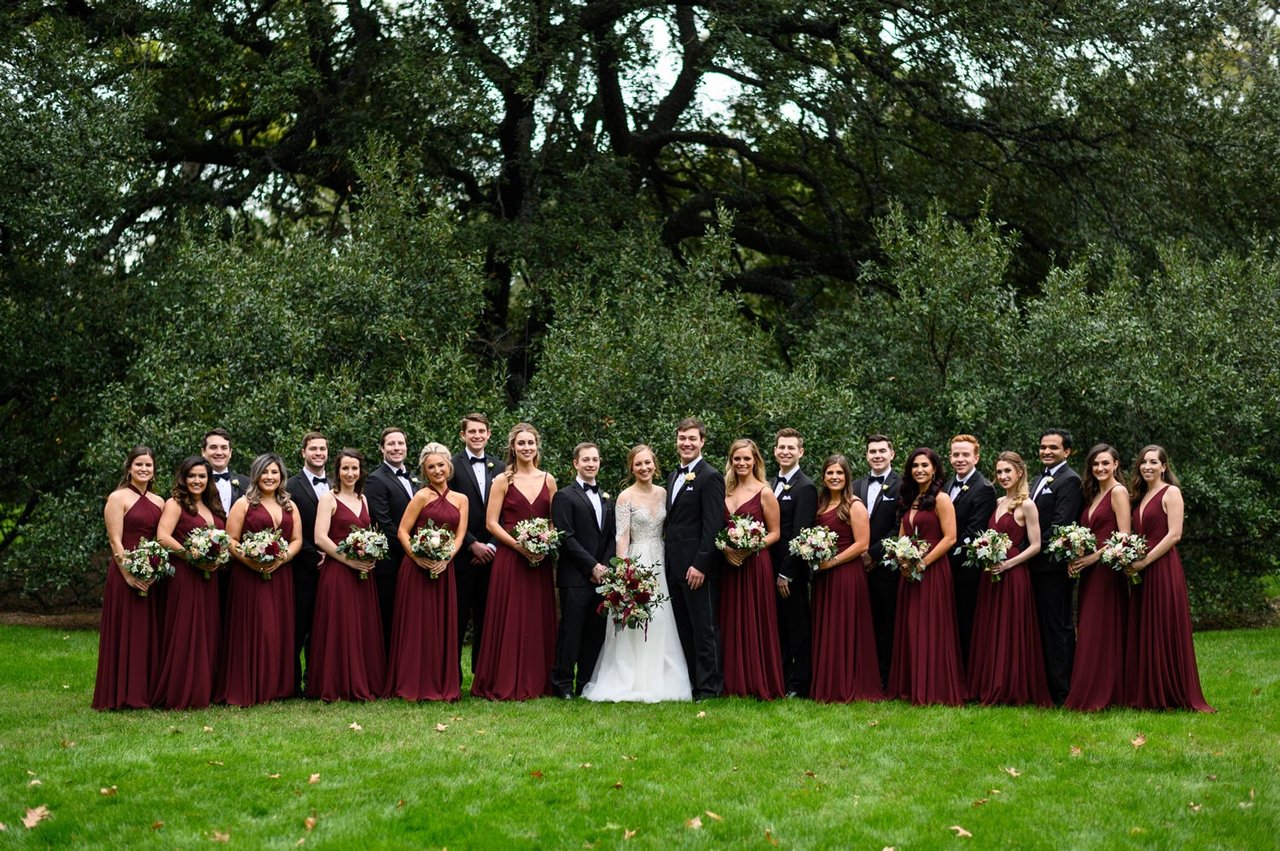 Wedding Party in Burgundy & Black + White Wedding Party in Burgundy & Black + White