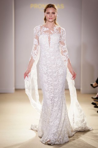 Floral Sleeved Gown by Pronovias atelier-pronovias-2019-bridal-collection-wedding-dresses-long-sleeve-train-illusion-details-flower