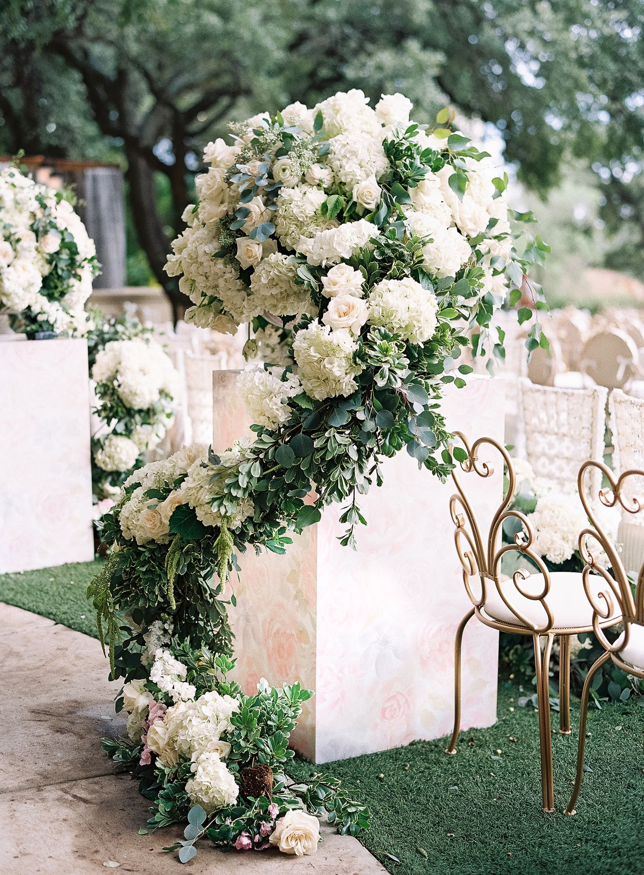 Floral-Print Riser at Wedding Ceremony