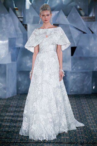 "Hailly" by Mira Zwillinger mira-zwillinger-spring-2019-wedding-dress-hailly-a-line-gown-with-matching-capelet-embroidered