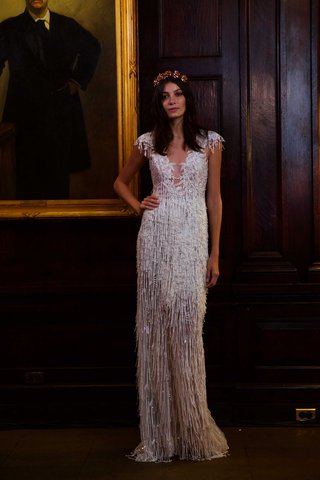 Style 16-121 by Berta berta-bridal-fall-winter-2016-wedding-dress-cap-sleeve-fringe-on-bodice-and-skirt-plunging-neckline
