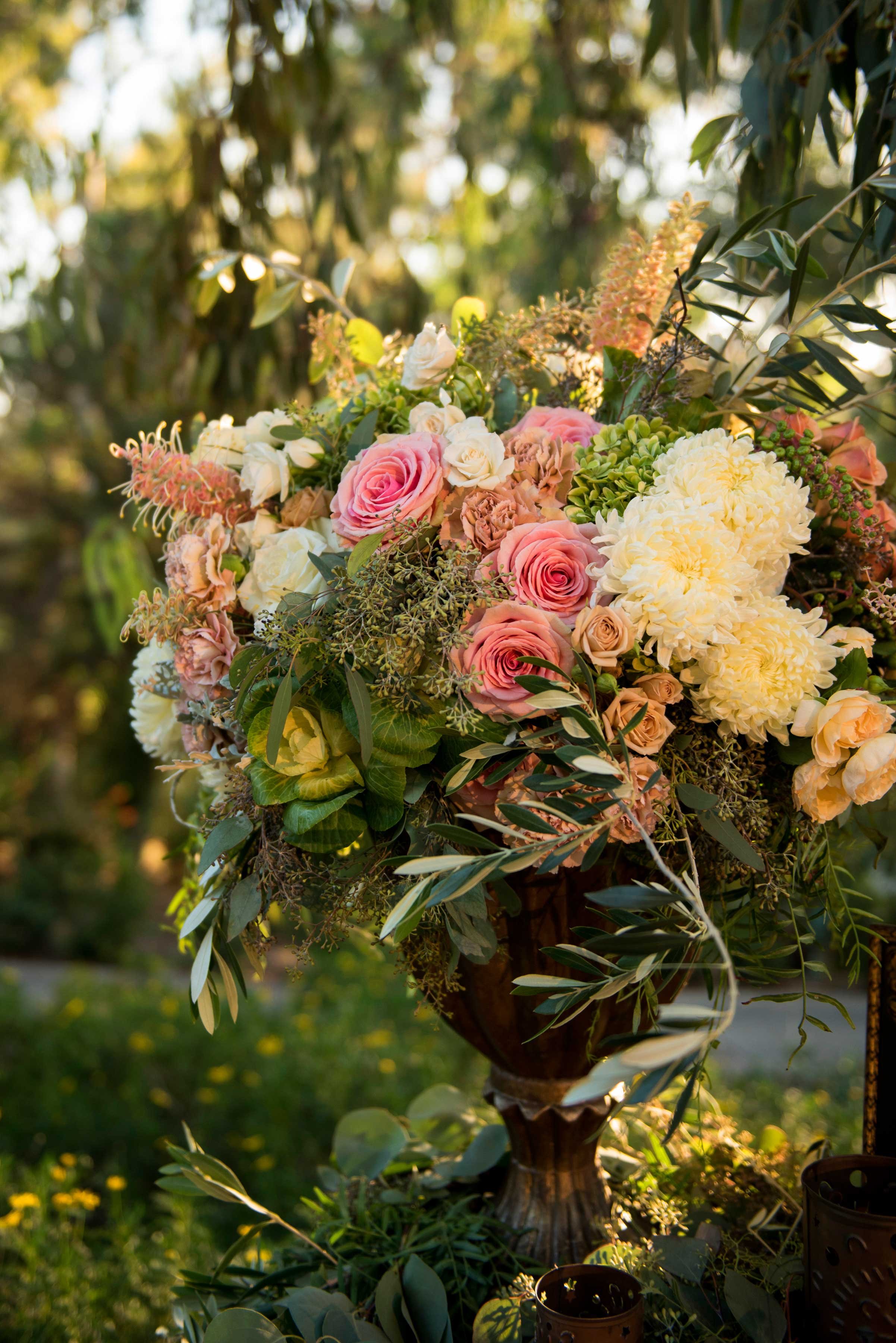 Blush, White, and Green Floral Arrangement