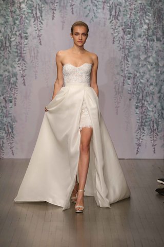 Look 3 by Monique Lhuillier Fall 2016 strapless-short-wedding-dress-with-overskirt