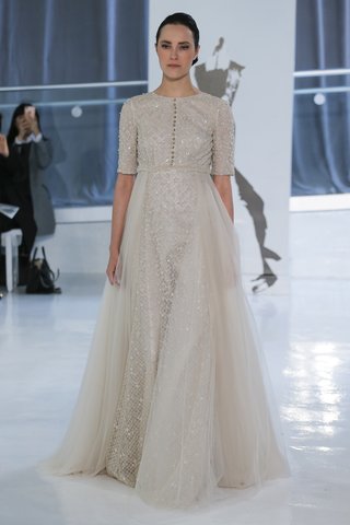 "Ambra" by Peter Langner ambra-by-peter-langner-spring-2018-embroidered-tulle-gown-with-3-4-sleeves-full-illusion-tulle-skirt