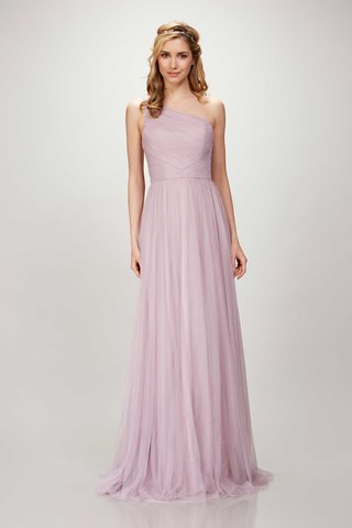 "Holly" by THEIA Bridesmaids theia-bridesmaids-spring-2017-holly-asymmetrical-one-shoulder-long-bridesmaid-dress-light-pink-tulle