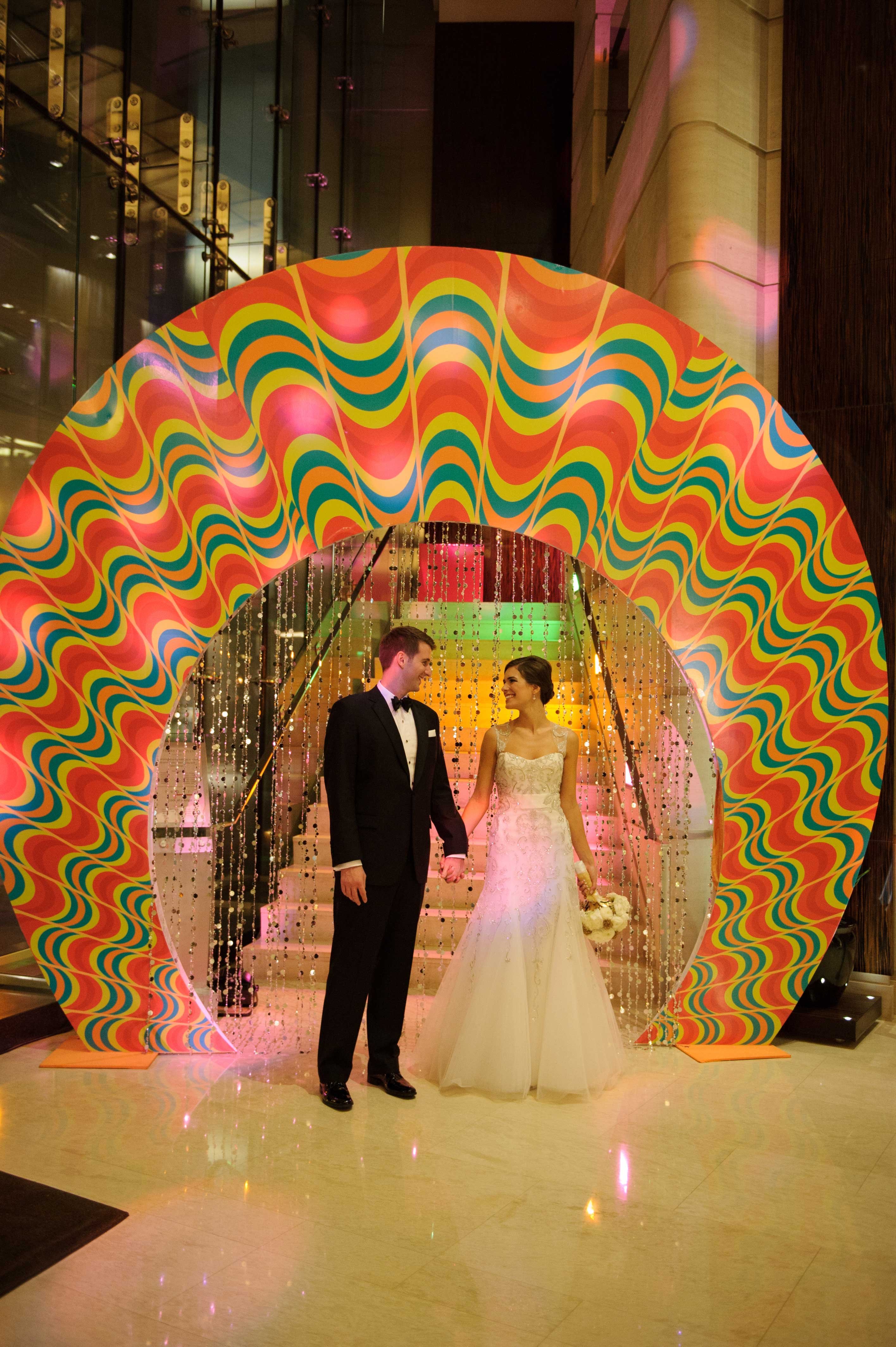 Colorful Bride & Groom Entryway
