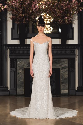 "Aubrey" by Ines Di Santo ines-di-santo-spring-2019-bridal-collection-wedding-dress-aubrey-tip-of-shoulder-sheath-illusion
