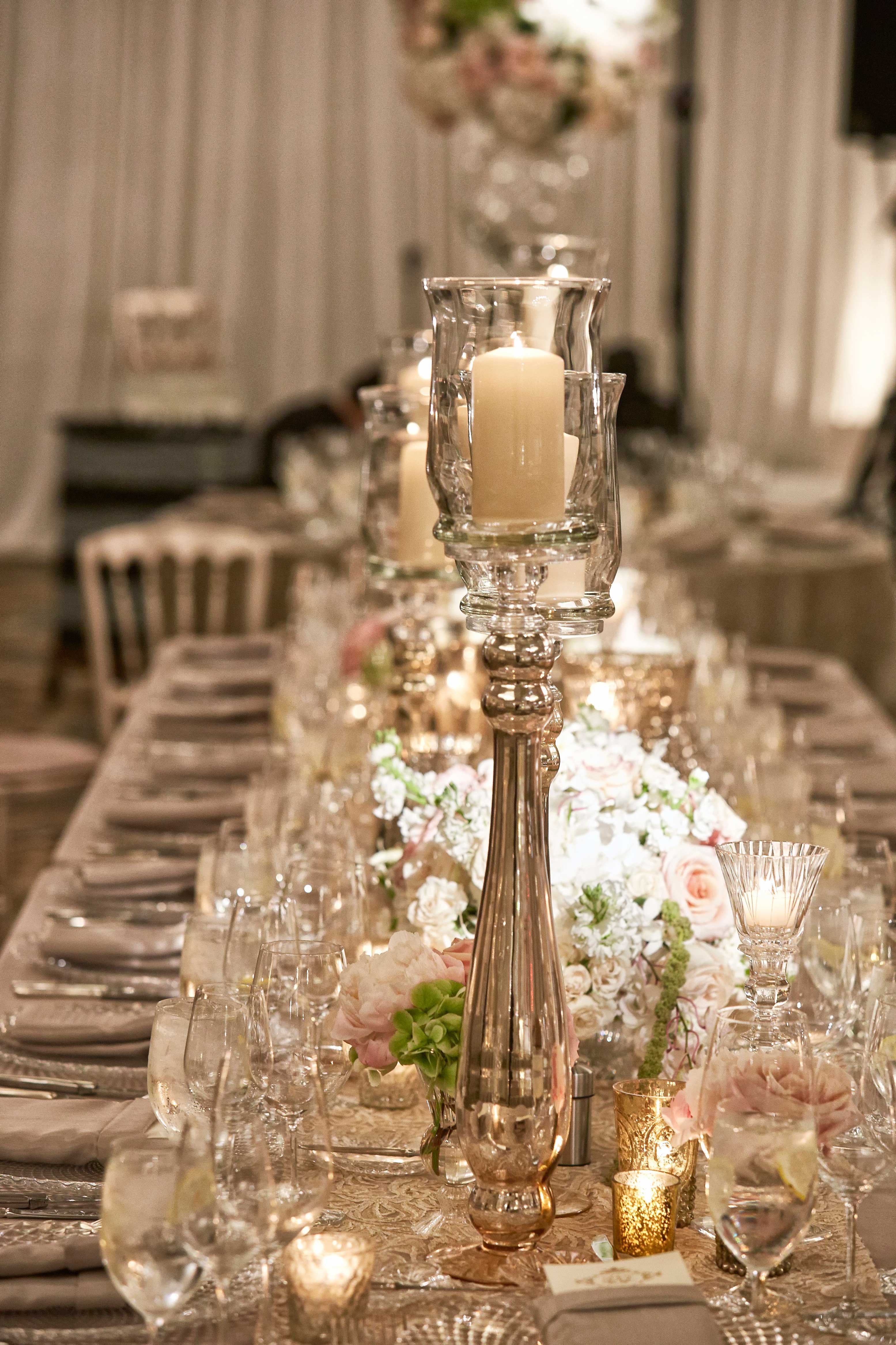 Pillar Candles on Tall Candleholders