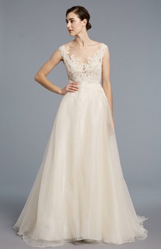 "Catherine" by Anne Barge anne-barge-spring-2018-collection-sheer-bateau-neckline-french-alenc-on-lace-organza-a-line-skirt