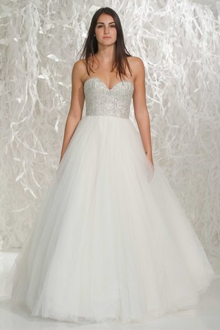 "Dawn" by Wtoo Brides wtoo-brides-2016-a-line-ball-gown-with-strapless-silver-beaded-bodice