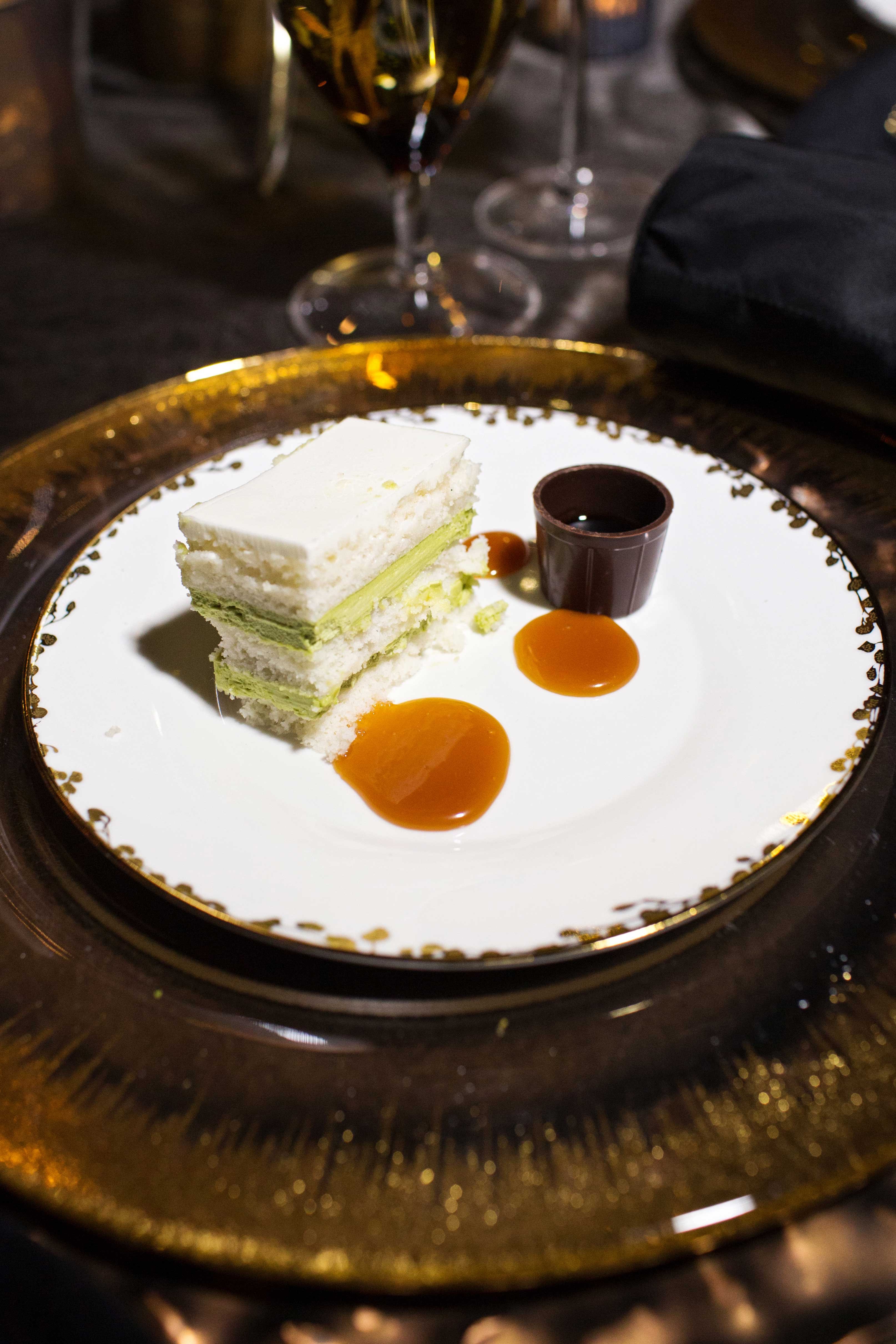 Slice of Green Tea Wedding Cake