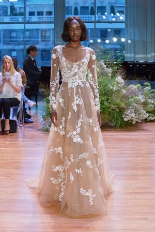 "Alexia" by Monique Lhuillier monique-lhuillier-fall-2017-bridal-collection-alexia-wedding-dress-long-sleeve-white-flower-details