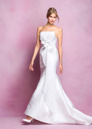 Angel Sanchez Fall 2016 Flower Appliqué Gown angel-sanchez-fall-2016-strapless-gown-with-ruffle-and-flowers-at-waist